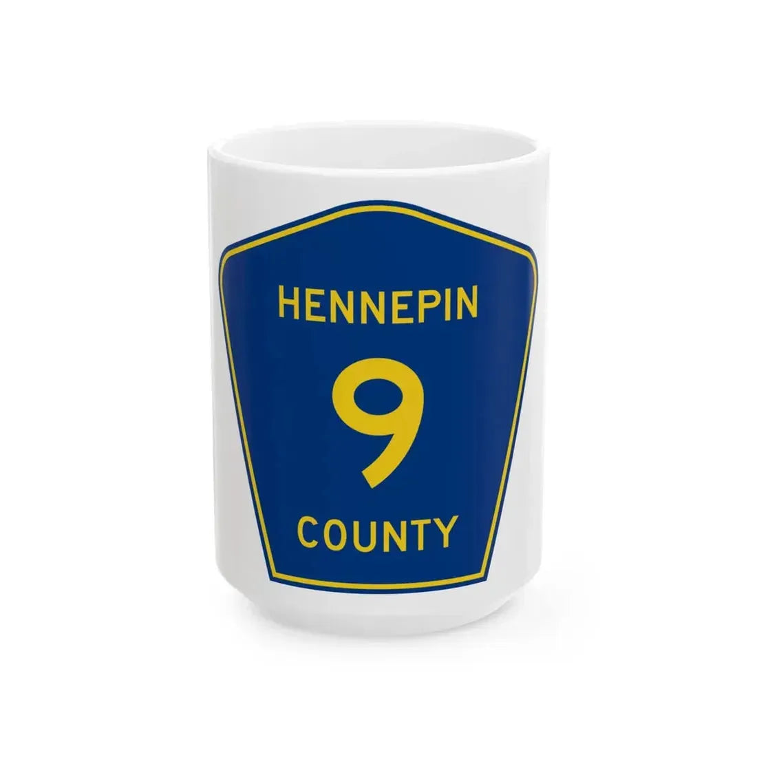 Hennepin County 9 (Minnesota) (Road Sign) White Coffee Mug 15oz - Go Mug Yourself