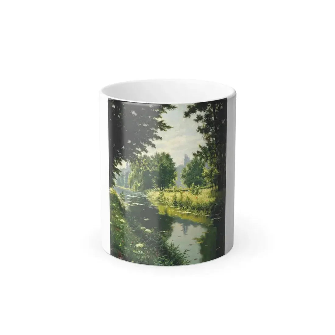 Henri Biva (1848-1928) A tranquil river - Oil on Canvas - Color Changing Mug 11oz 11oz - Go Mug Yourself