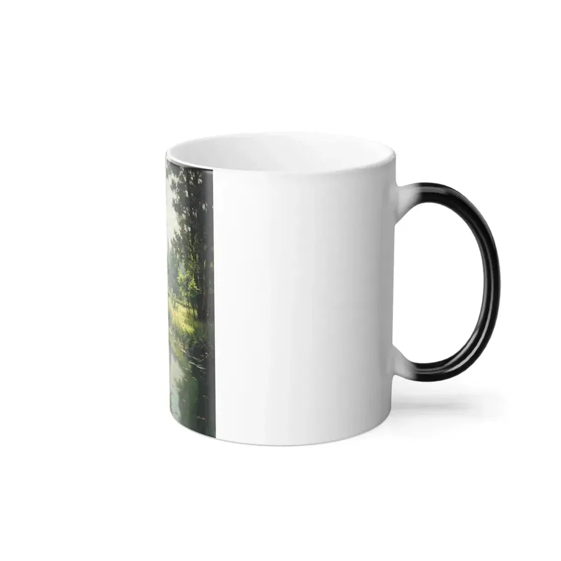 Henri Biva (1848-1928) A tranquil river - Oil on Canvas - Color Changing Mug 11oz - Go Mug Yourself