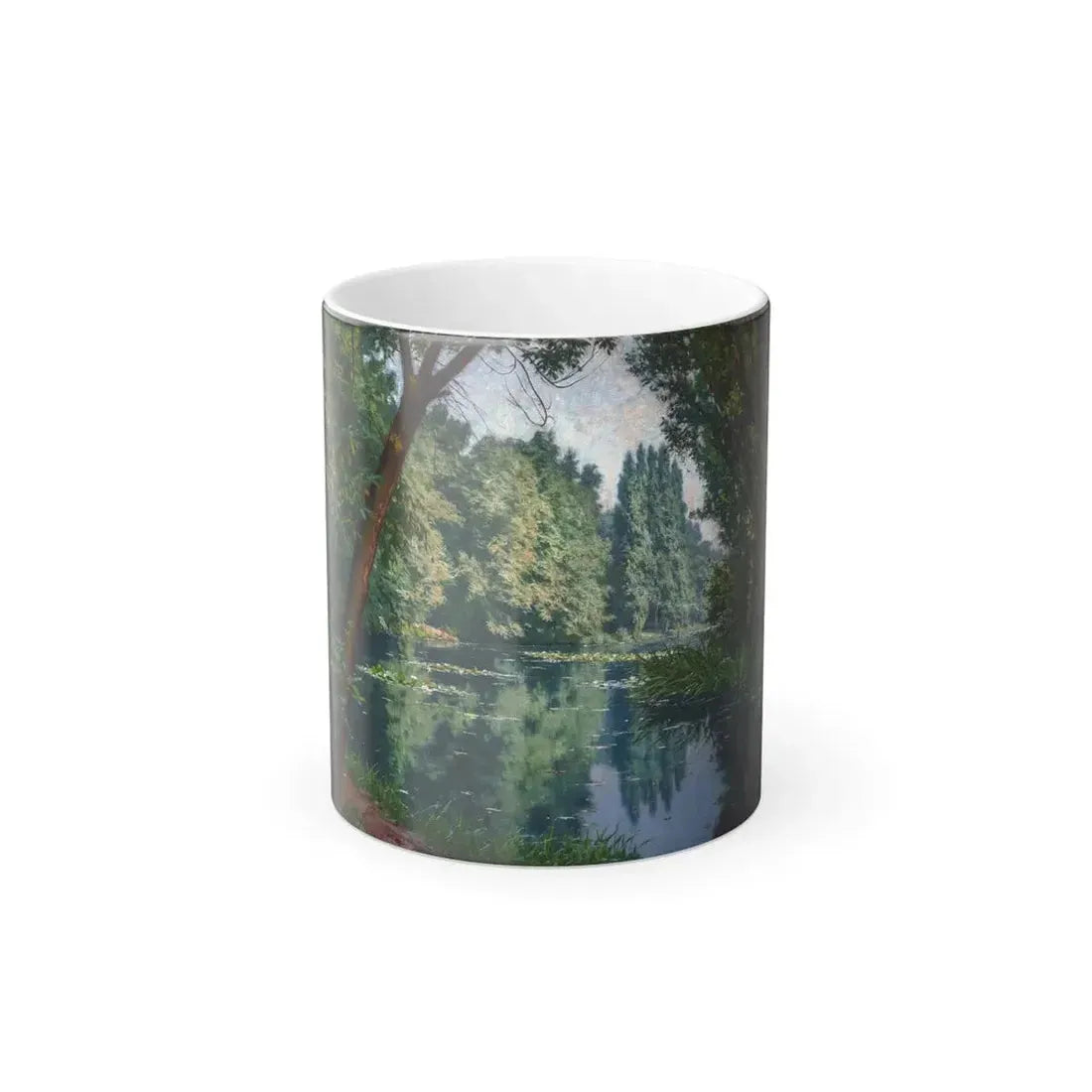 Henri Biva (1848-1928) Midsummer Water Lilies - Oil on Canvas - Color Changing Mug 11oz 11oz - Go Mug Yourself