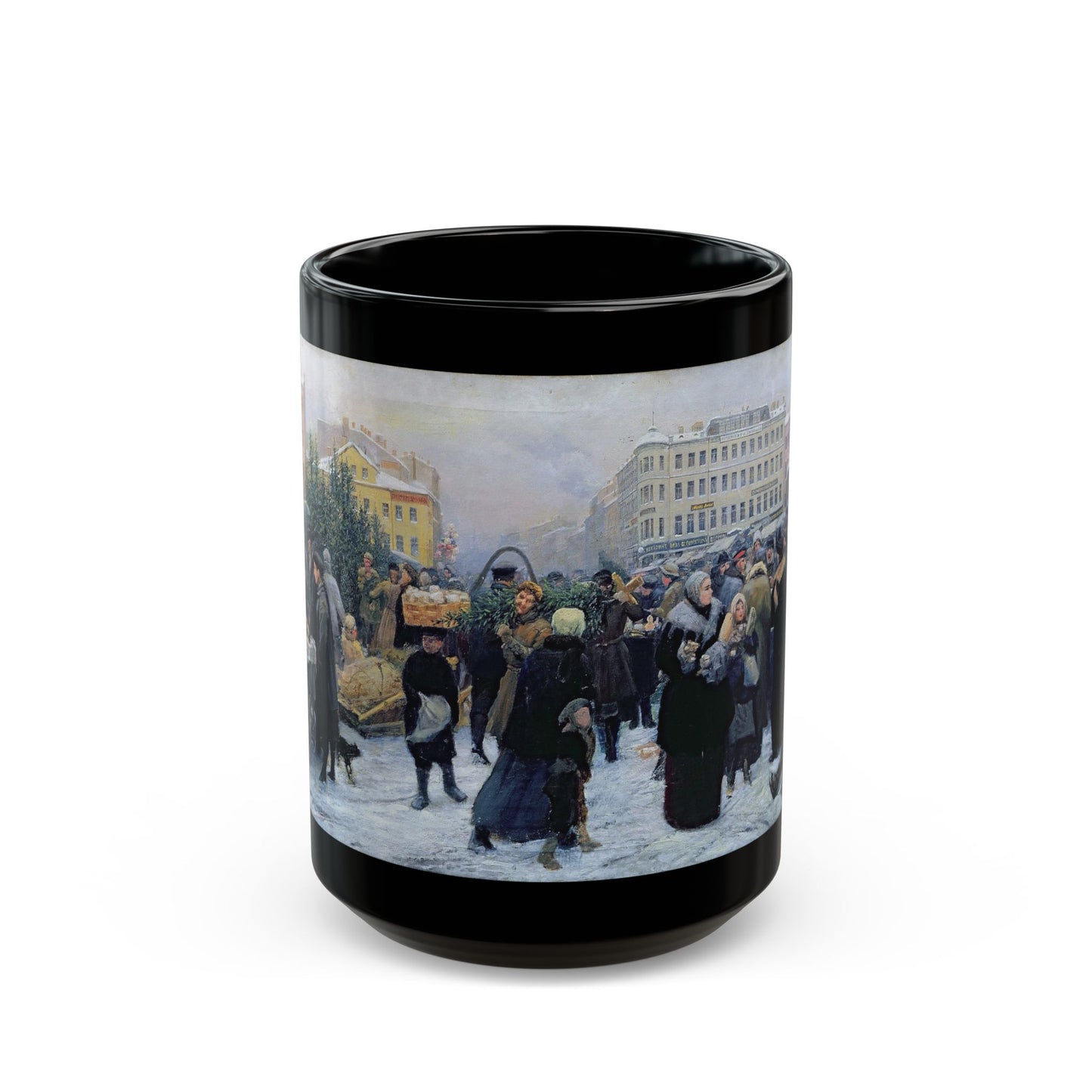 Henrich Matveevich Manizer (1847-1925) Christmas Fair - Black Coffee Mug-15oz-Go Mug Yourself