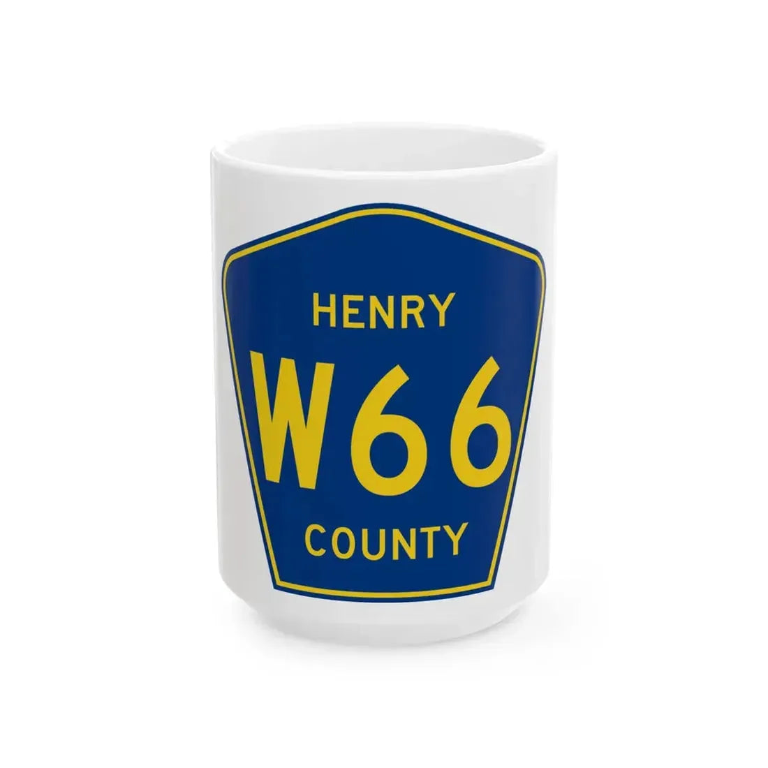 Henry County Route W66 IA (Iowa) (Road Sign) White Coffee Mug 15oz - Go Mug Yourself