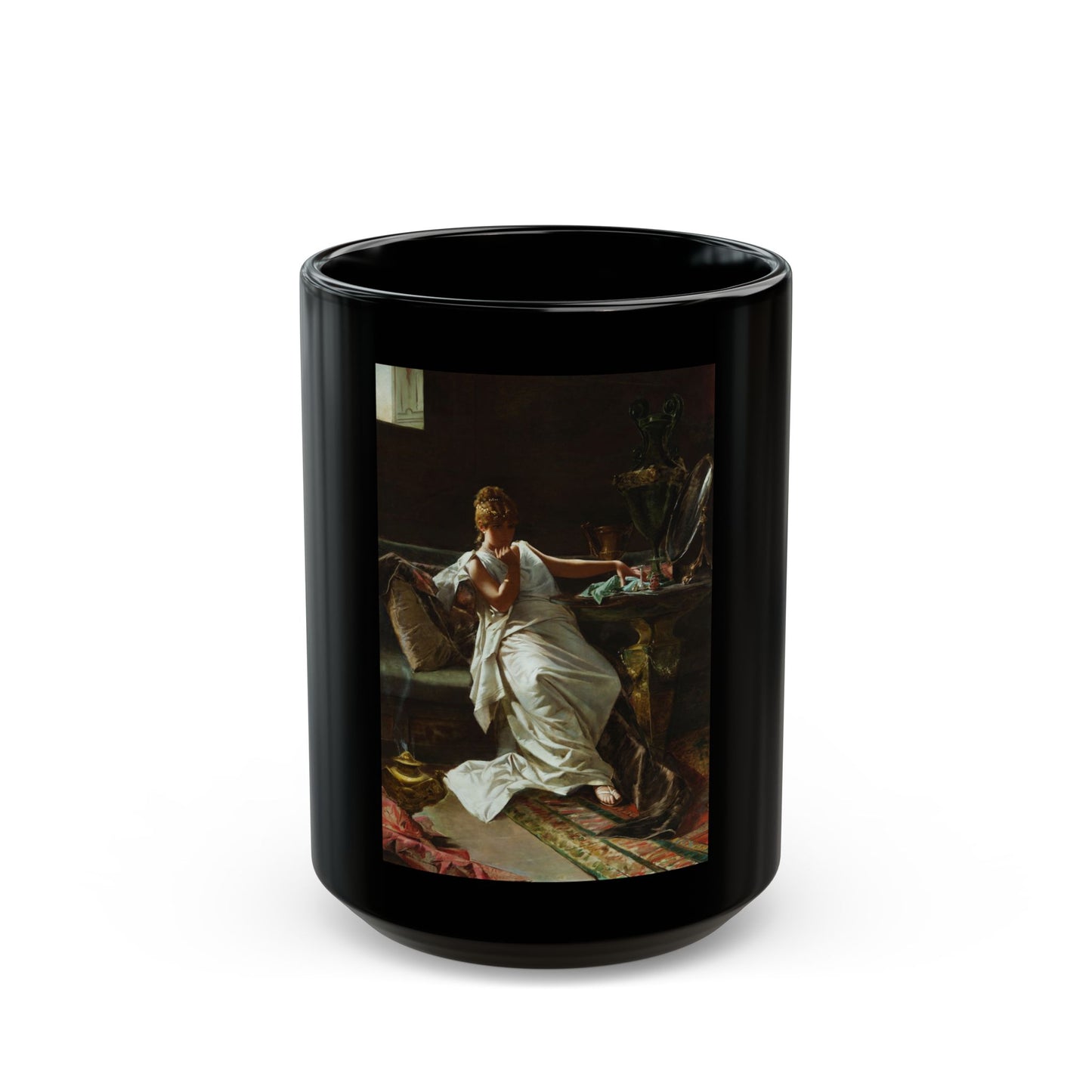 Herbert James Draper (1863-1920) Contemplation - c1900 - Black Coffee Mug-15oz-Go Mug Yourself