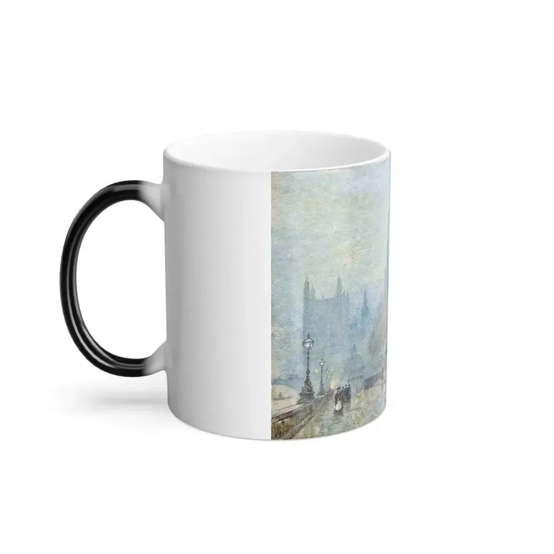 Herbert Menzies Marshall (1841-1913) A winter's evening on the Embankment with the Houses of Parliament -0 - Color Changing Mug 11oz - Go Mug Yourself