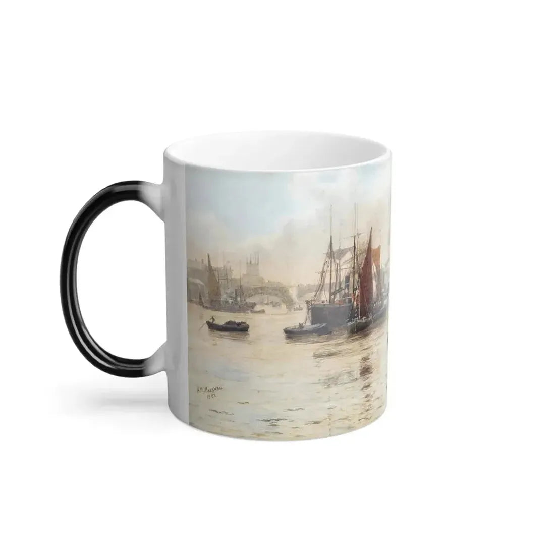 Herbert Menzies Marshall (1841-1913) Tower Quay - watercolor over pencil with scratching out 1882 - Color Changing Mug 11oz - Go Mug Yourself