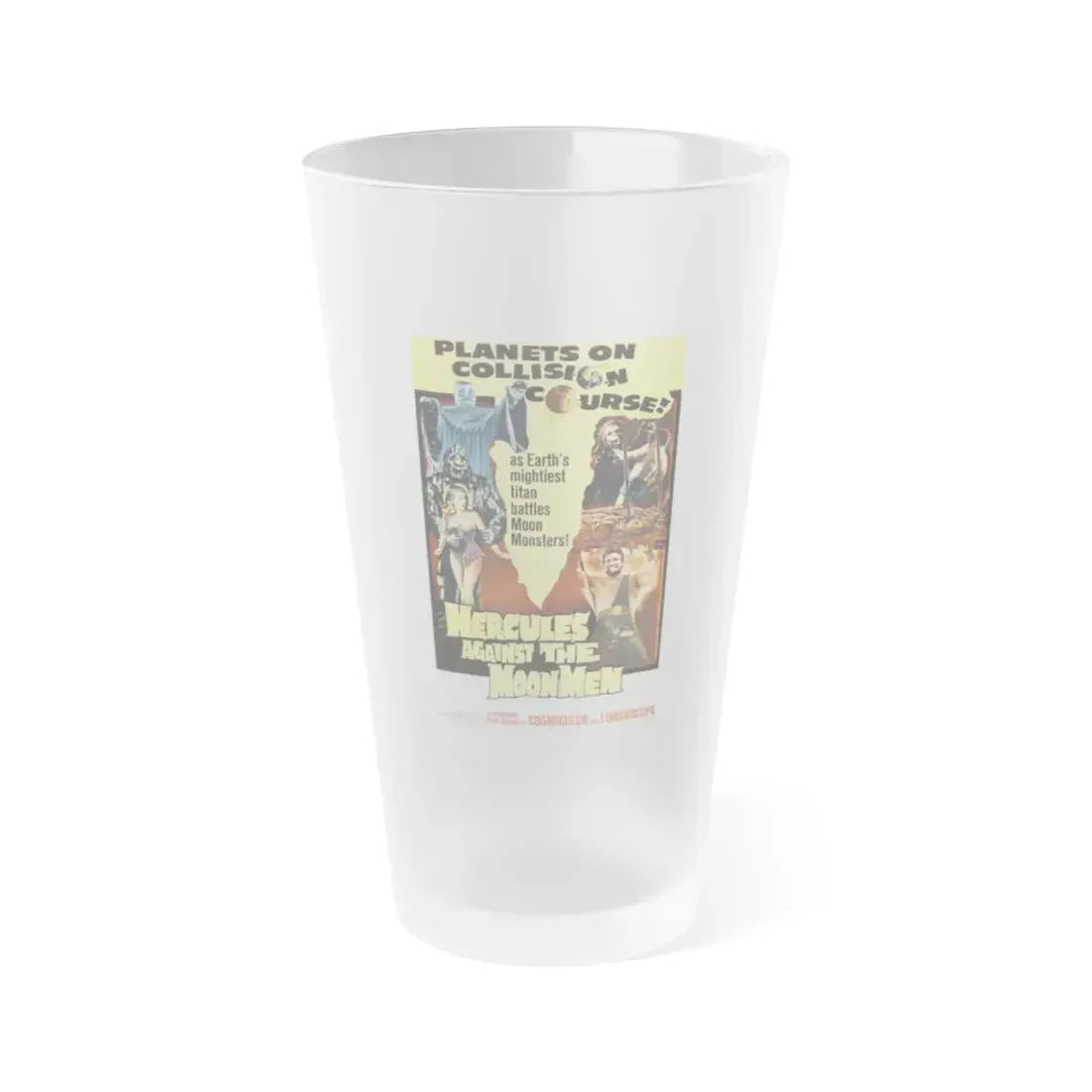 HERCULES AGAINST THE MOON MEN 1964 Movie Poster - Frosted Pint Glass 16oz 16oz Frosted - Go Mug Yourself