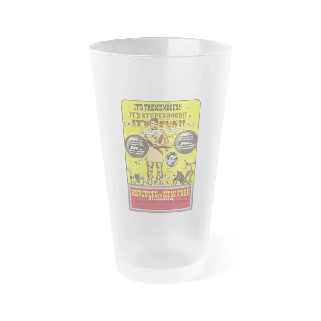 HERCULES IN NEW YORK (2) 1969 Movie Poster - Frosted Pint Glass 16oz 16oz Frosted - Go Mug Yourself
