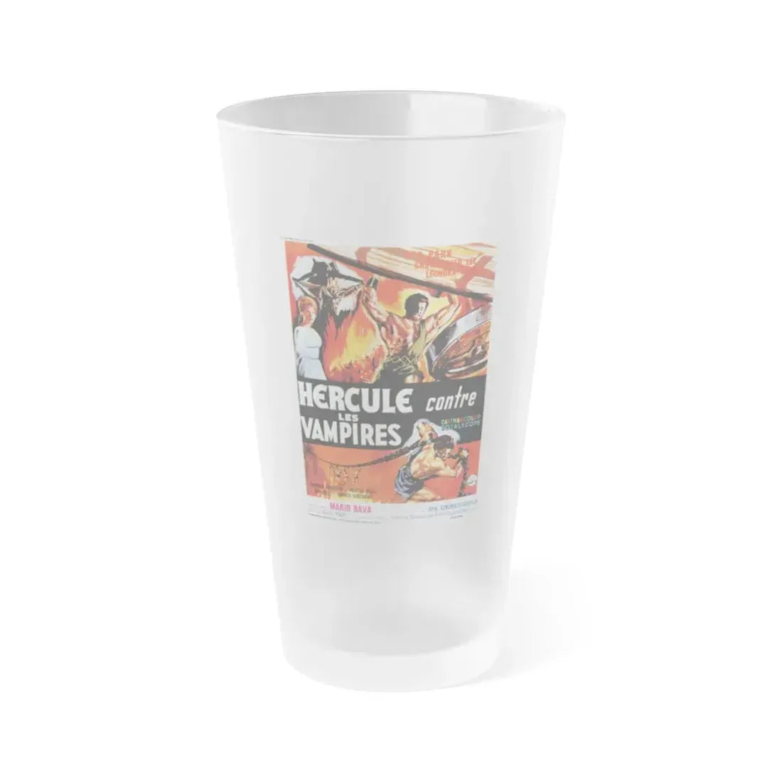 HERCULES IN THE HAUNTED WORLD (FRENCH) 1961 Movie Poster - Frosted Pint Glass 16oz 16oz Frosted - Go Mug Yourself