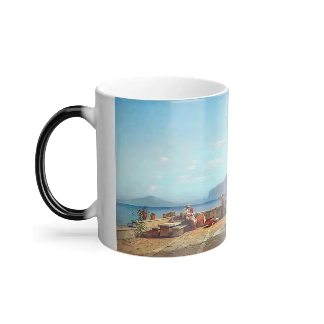 Hermann David Salomon Corrodi (1844-1905) A Terrace in Capri - Oil on Canvas - Color Changing Mug 11oz - Go Mug Yourself