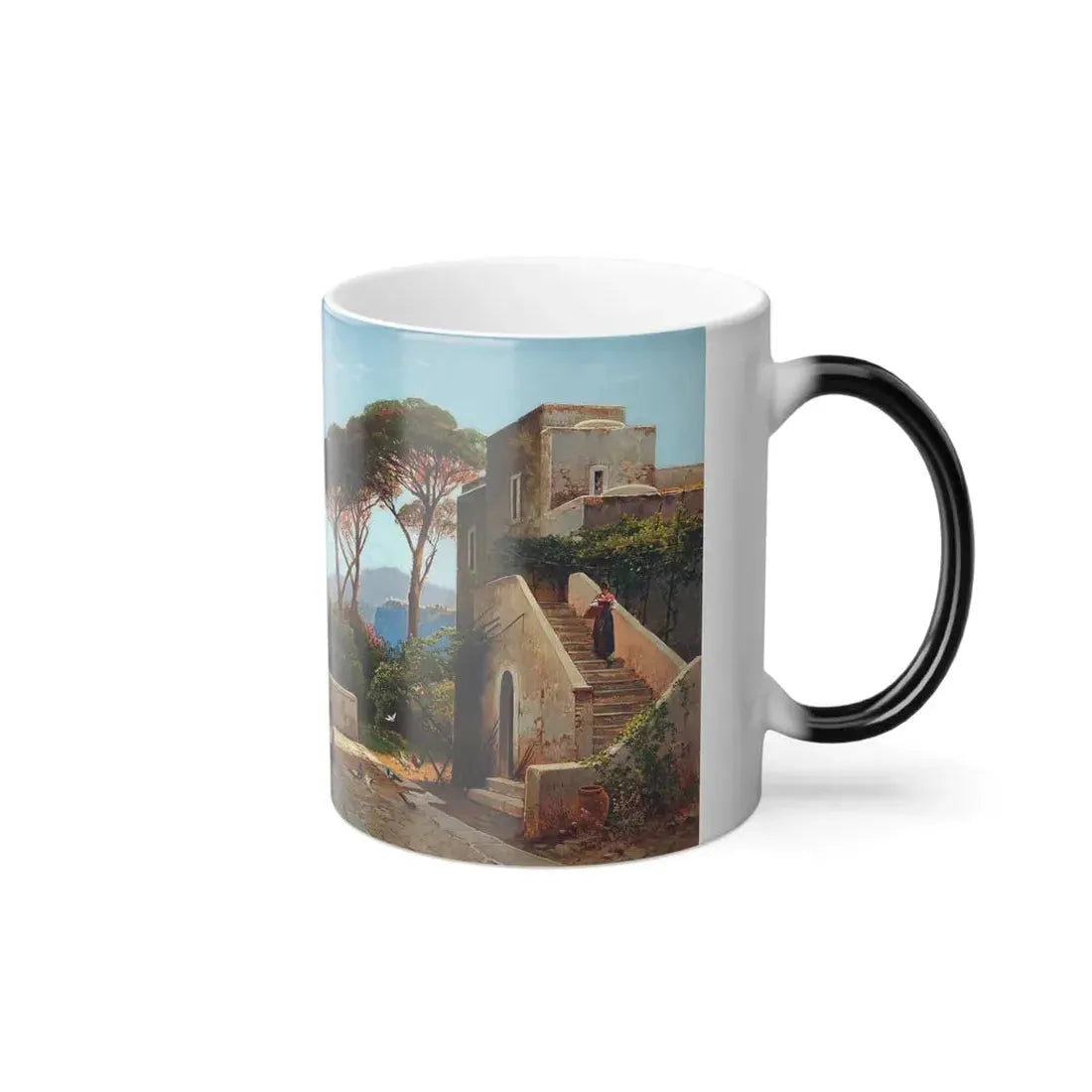 Hermann David Salomon Corrodi (1844-1905) A Terrace in Capri - Oil on Canvas - Color Changing Mug 11oz - Go Mug Yourself