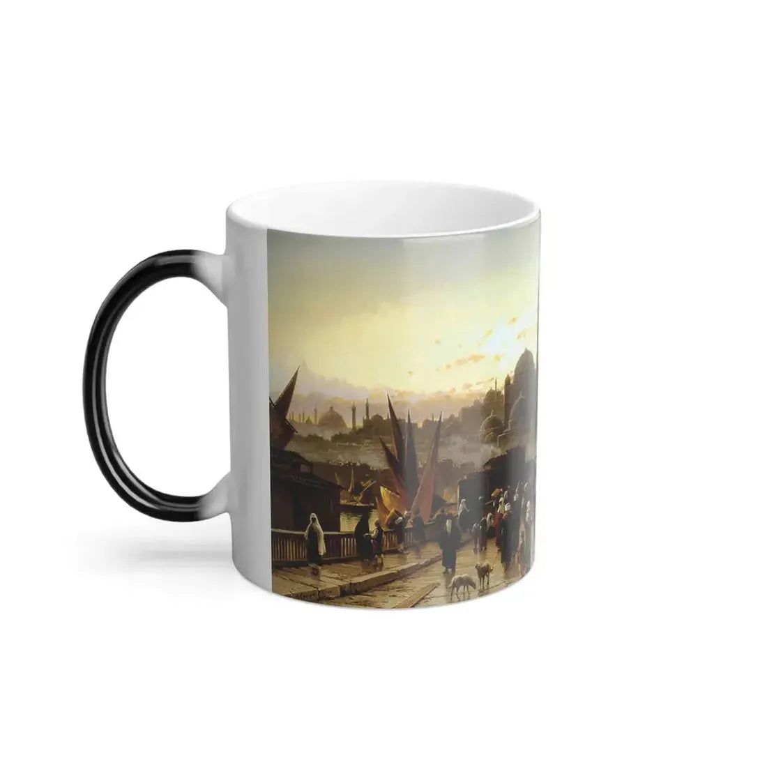Hermann David Salomon Corrodi (1844-1905) Dusk on the Galata Bridge and the Yeni Valide Djami, Constant-0 - Color Changing Mug 11oz - Go Mug Yourself