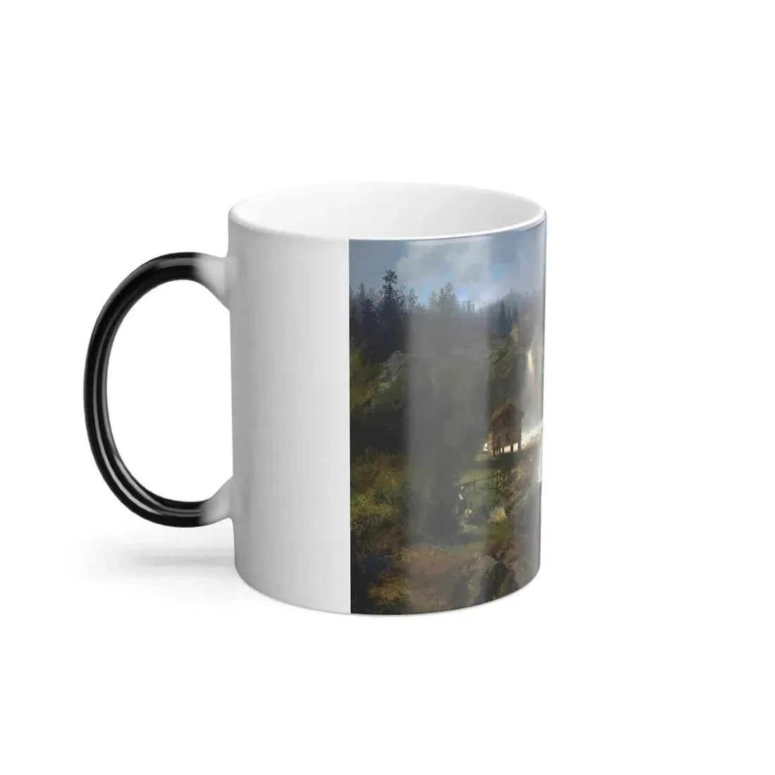 Hermann Ottomar Herzog (1832-1932) Figures Before a Mill in a Mountainous River Landscape (At the Mill -0 - Color Changing Mug 11oz - Go Mug Yourself