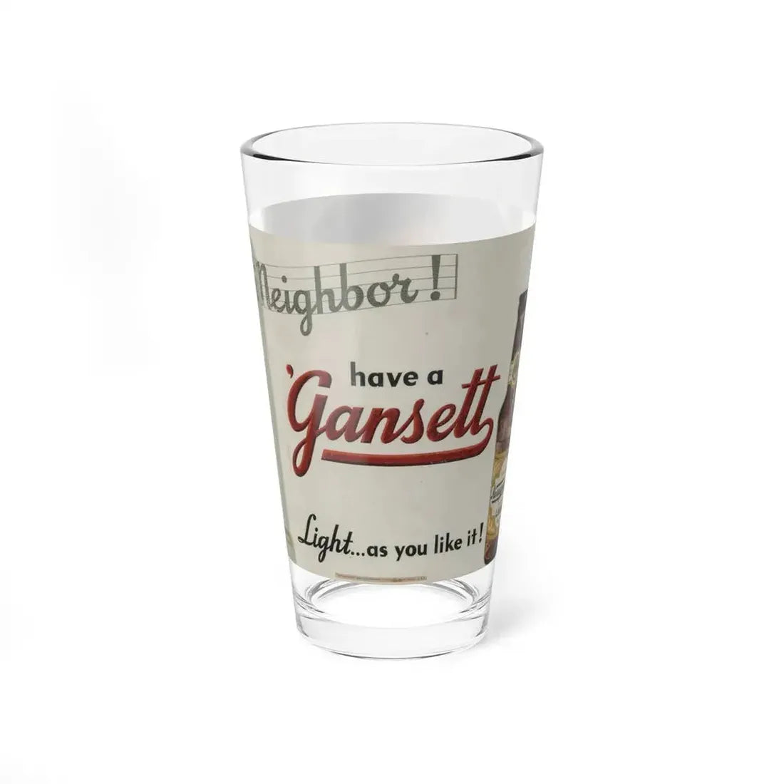 Hi Neighbor - Have a 'Gansett, Narragansett Beer Advertisement, circa 1950 - Pint Glass 16oz - Go Mug Yourself