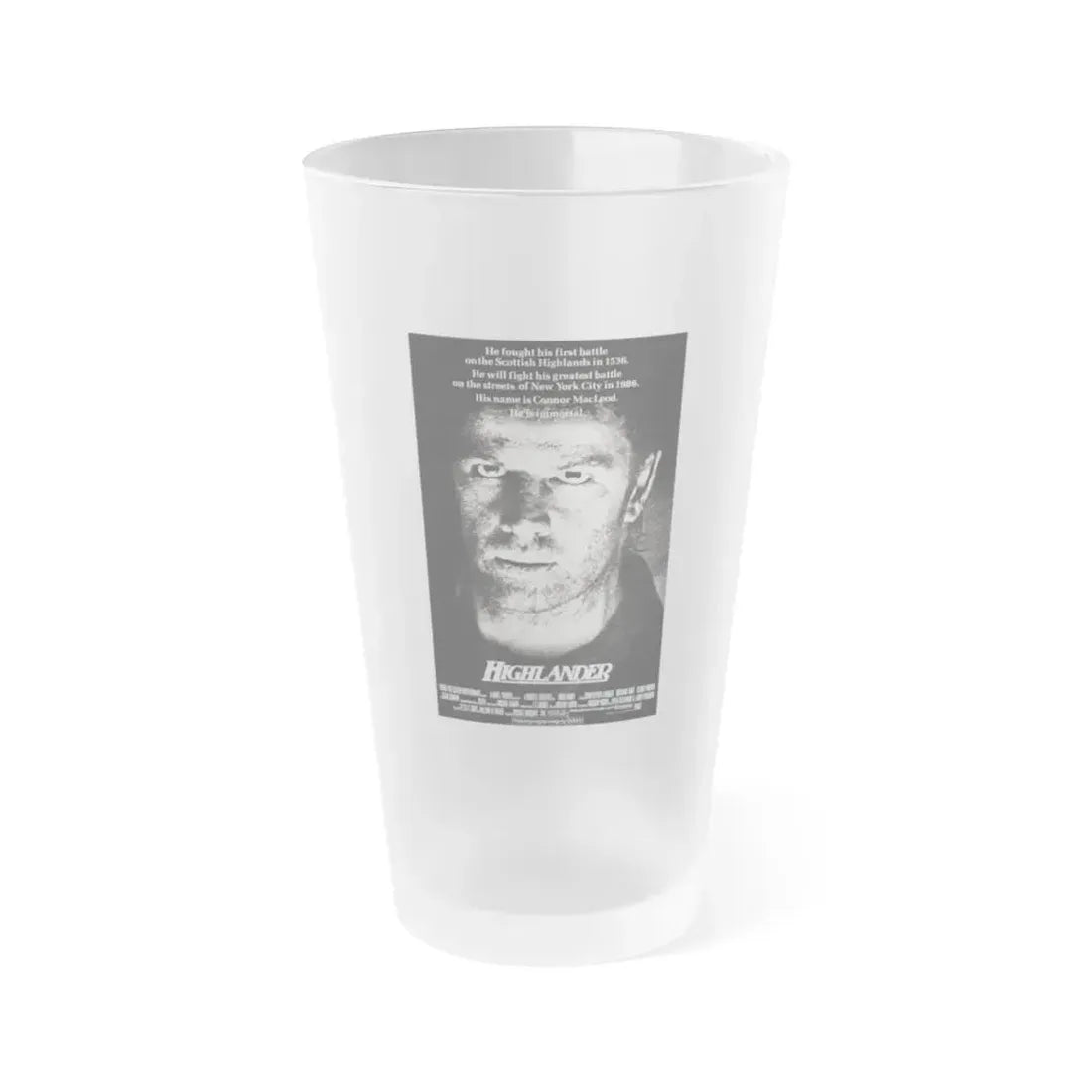 HIGHLANDER 1986 Movie Poster - Frosted Pint Glass 16oz 16oz Frosted - Go Mug Yourself
