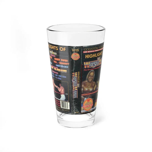 HIGHLIGHTS OFWRESTLE MANIA WWF (VHS COVER) Pint Glass 16oz 16oz - Go Mug Yourself