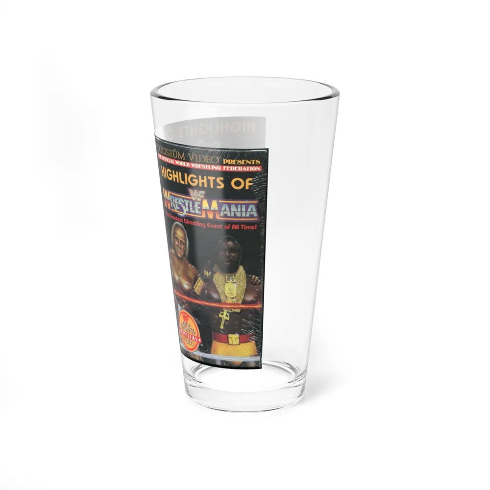 HIGHLIGHTS OFWRESTLE MANIA WWF (VHS COVER) Pint Glass 16oz - Go Mug Yourself