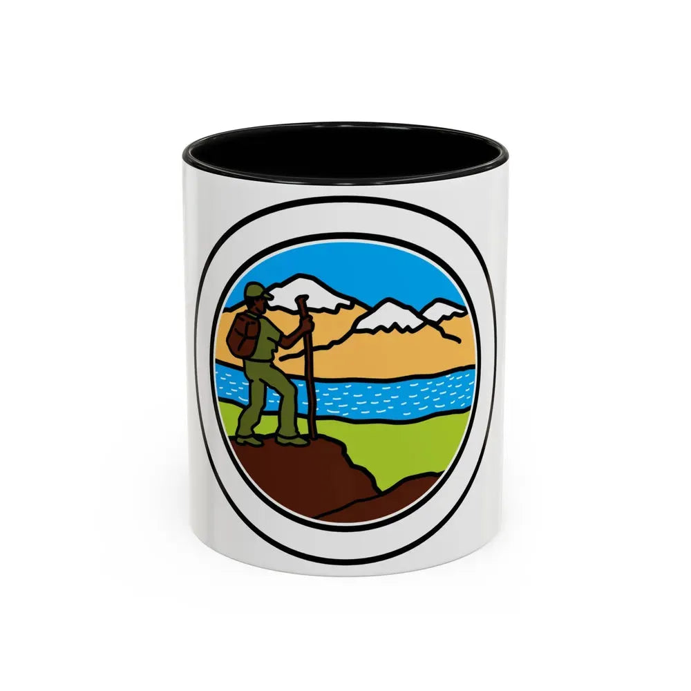 Hiking (Boy Scout Merit Badge) Accent Coffee Mug 11oz Black - Go Mug Yourself