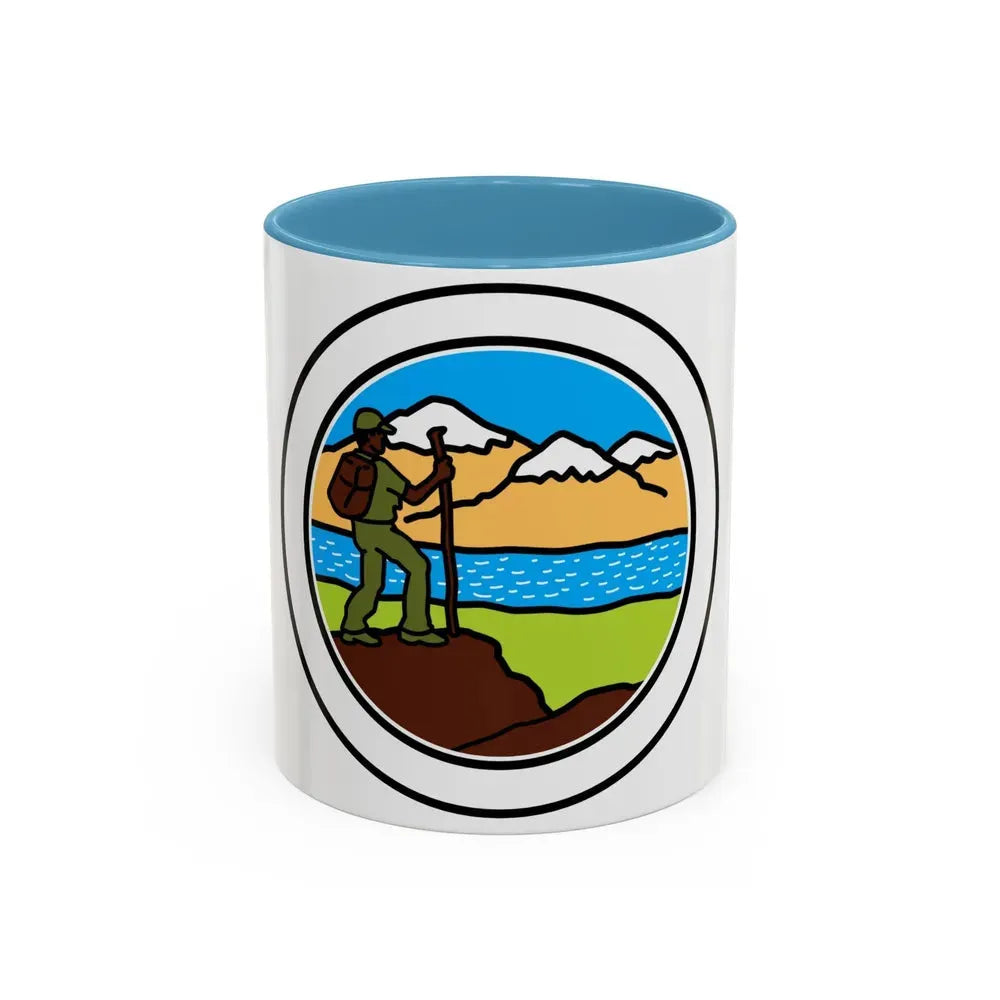 Hiking (Boy Scout Merit Badge) Accent Coffee Mug 11oz Light Blue - Go Mug Yourself
