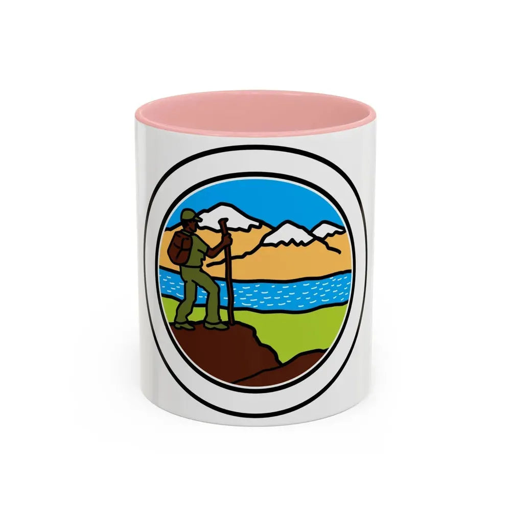 Hiking (Boy Scout Merit Badge) Accent Coffee Mug 11oz Pink - Go Mug Yourself