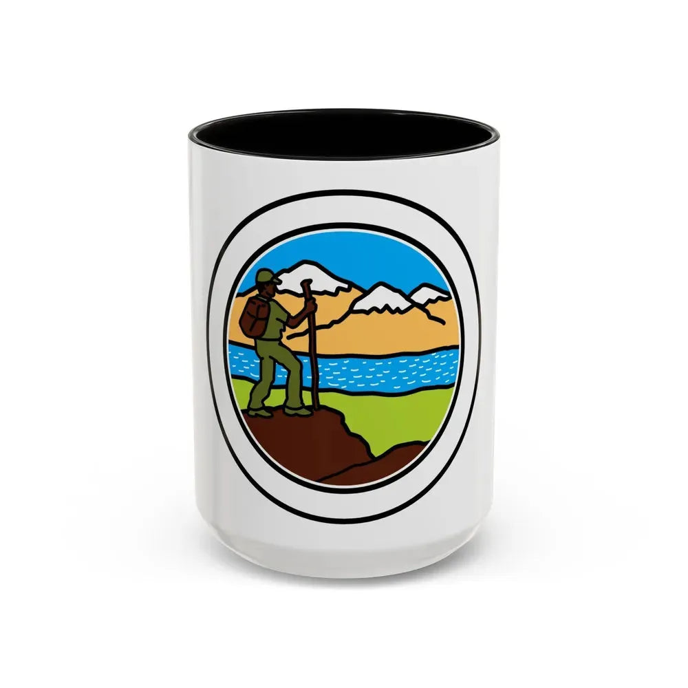 Hiking (Boy Scout Merit Badge) Accent Coffee Mug 15oz Black - Go Mug Yourself