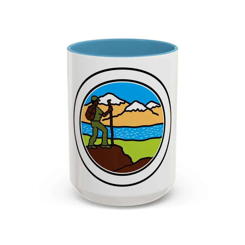 Hiking (Boy Scout Merit Badge) Accent Coffee Mug 15oz Light Blue - Go Mug Yourself