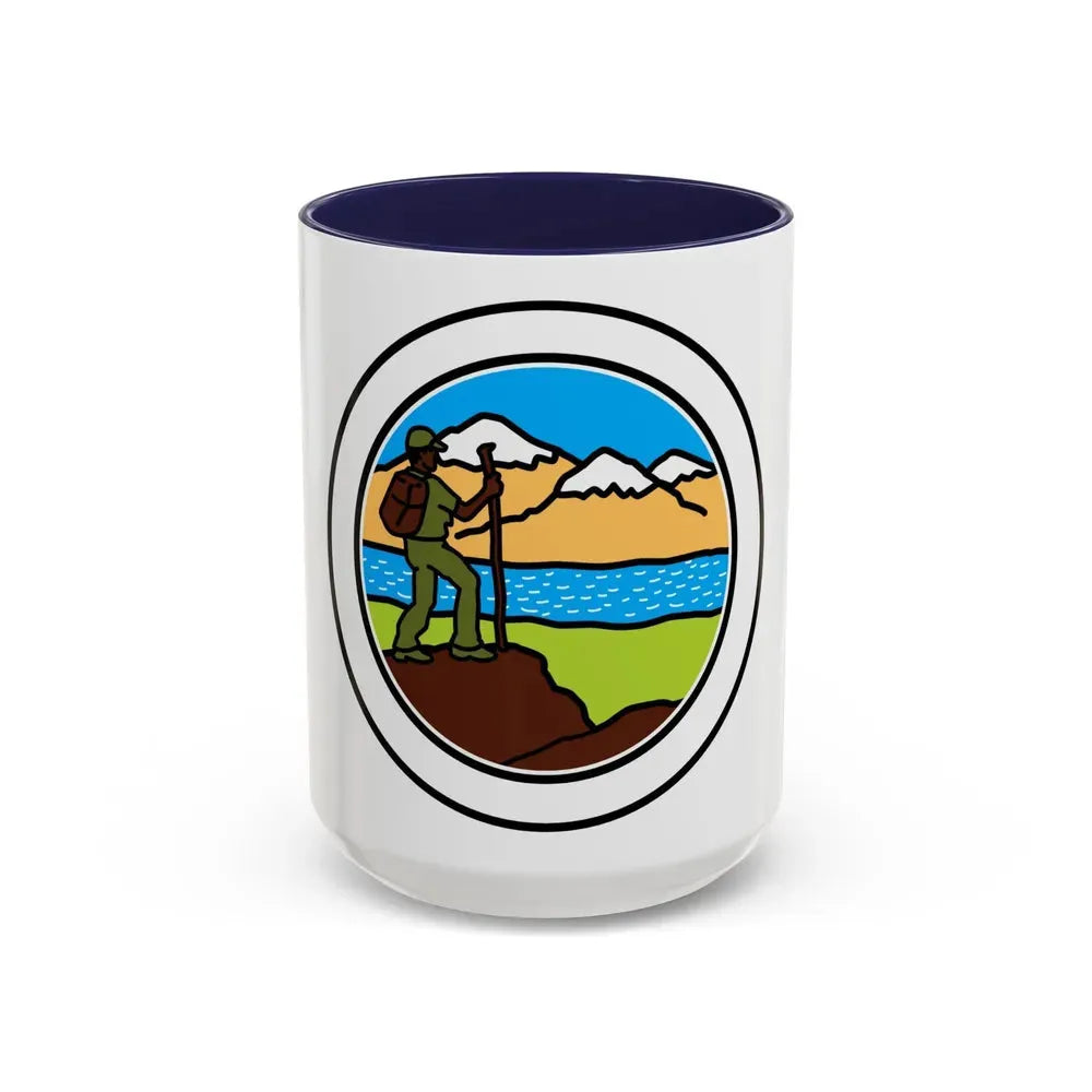 Hiking (Boy Scout Merit Badge) Accent Coffee Mug 15oz Navy - Go Mug Yourself