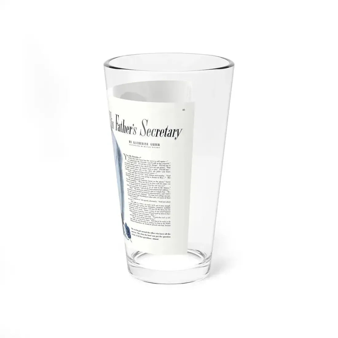 His Father's Secretary, Redbook, August 1949 - Pint Glass 16oz - Go Mug Yourself