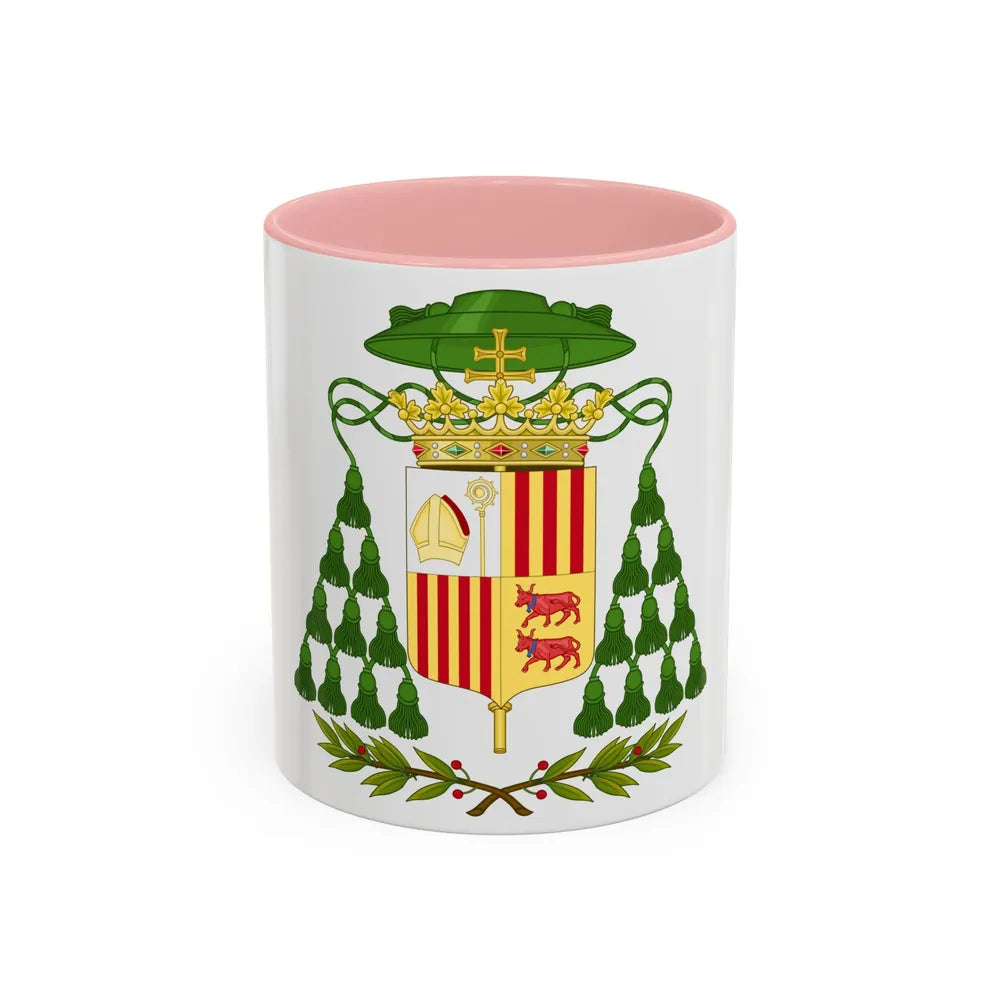 Historical Coat of Arms of Ecclesiastic Co-Prince of Andorra - Accent Coffee Mug 11oz Pink - Go Mug Yourself