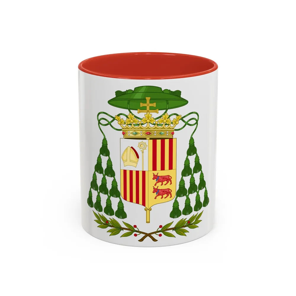 Historical Coat of Arms of Ecclesiastic Co-Prince of Andorra - Accent Coffee Mug 11oz Red - Go Mug Yourself