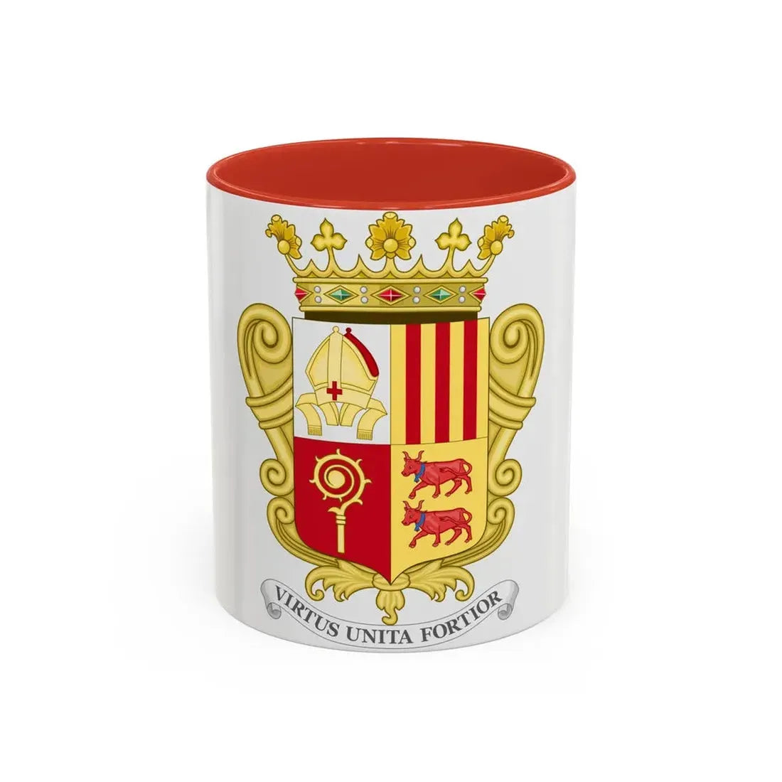 Historical Coat of Arms of French Prince of Andorra - Accent Coffee Mug 11oz Red - Go Mug Yourself