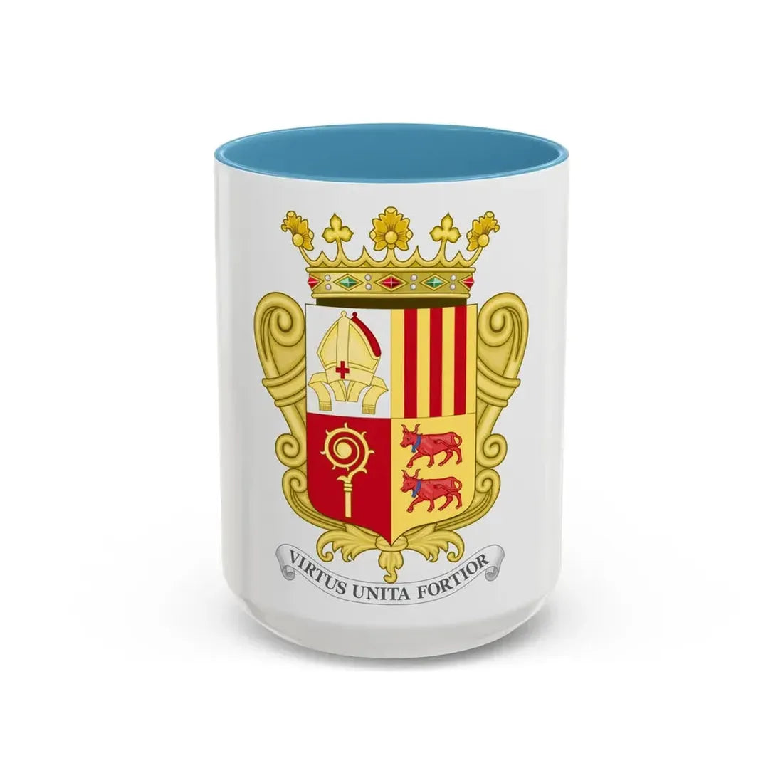 Historical Coat of Arms of French Prince of Andorra - Accent Coffee Mug 15oz Light Blue - Go Mug Yourself