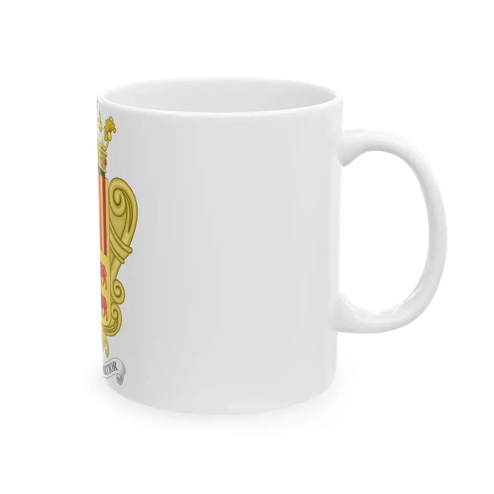 Historical Coat of Arms of French Prince of Andorra - White Coffee Mug - Go Mug Yourself