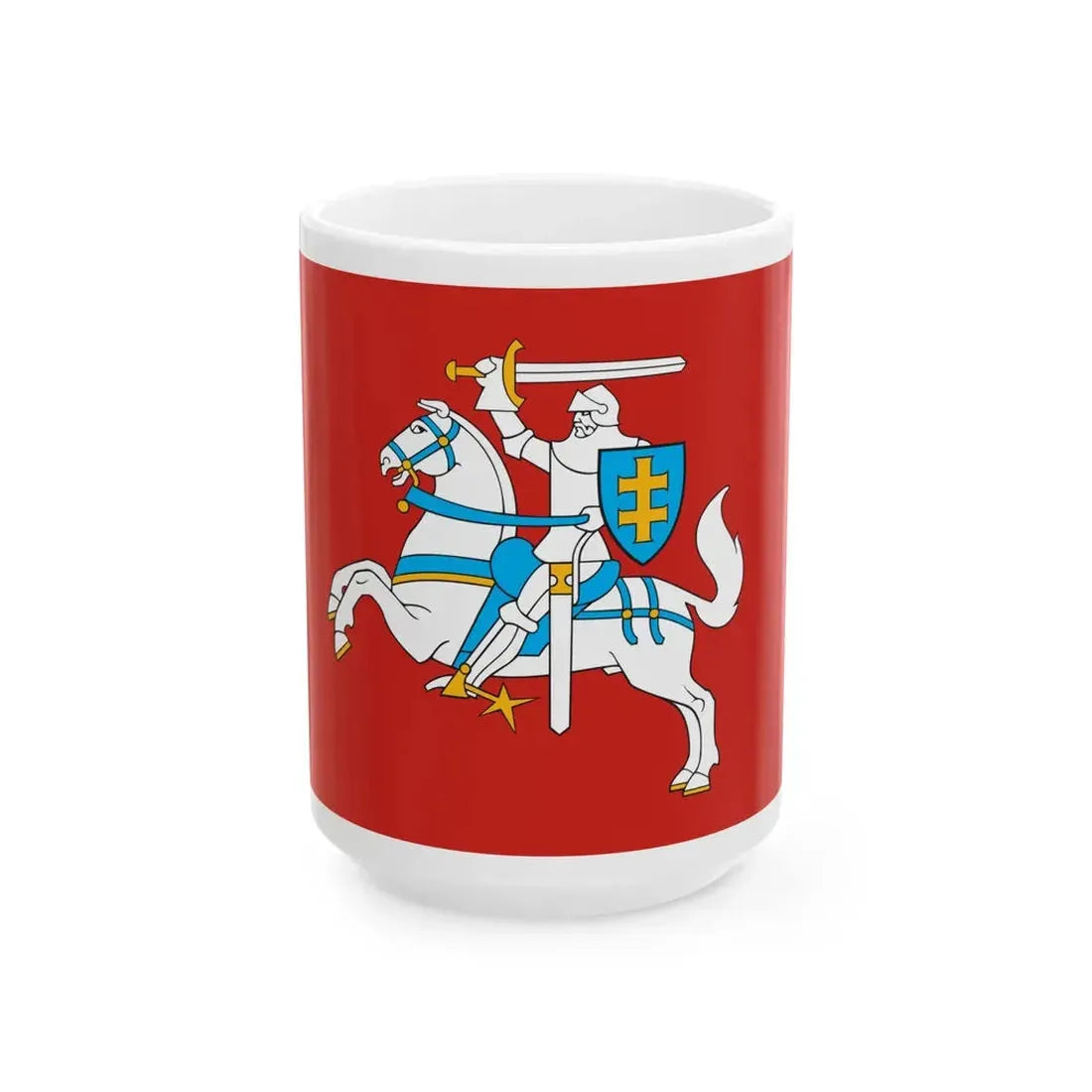 Historical national armorial flag of Lithuania (Lithuania) White Coffee Mug 15oz - Go Mug Yourself