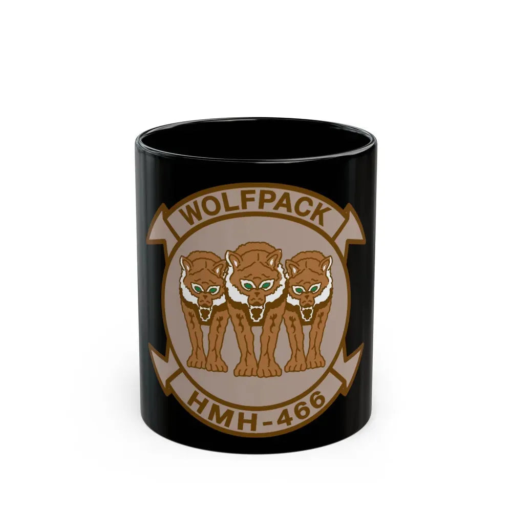 HMH 466 WOLFPACK Desert (USMC) Black Coffee Mug 11oz - Go Mug Yourself