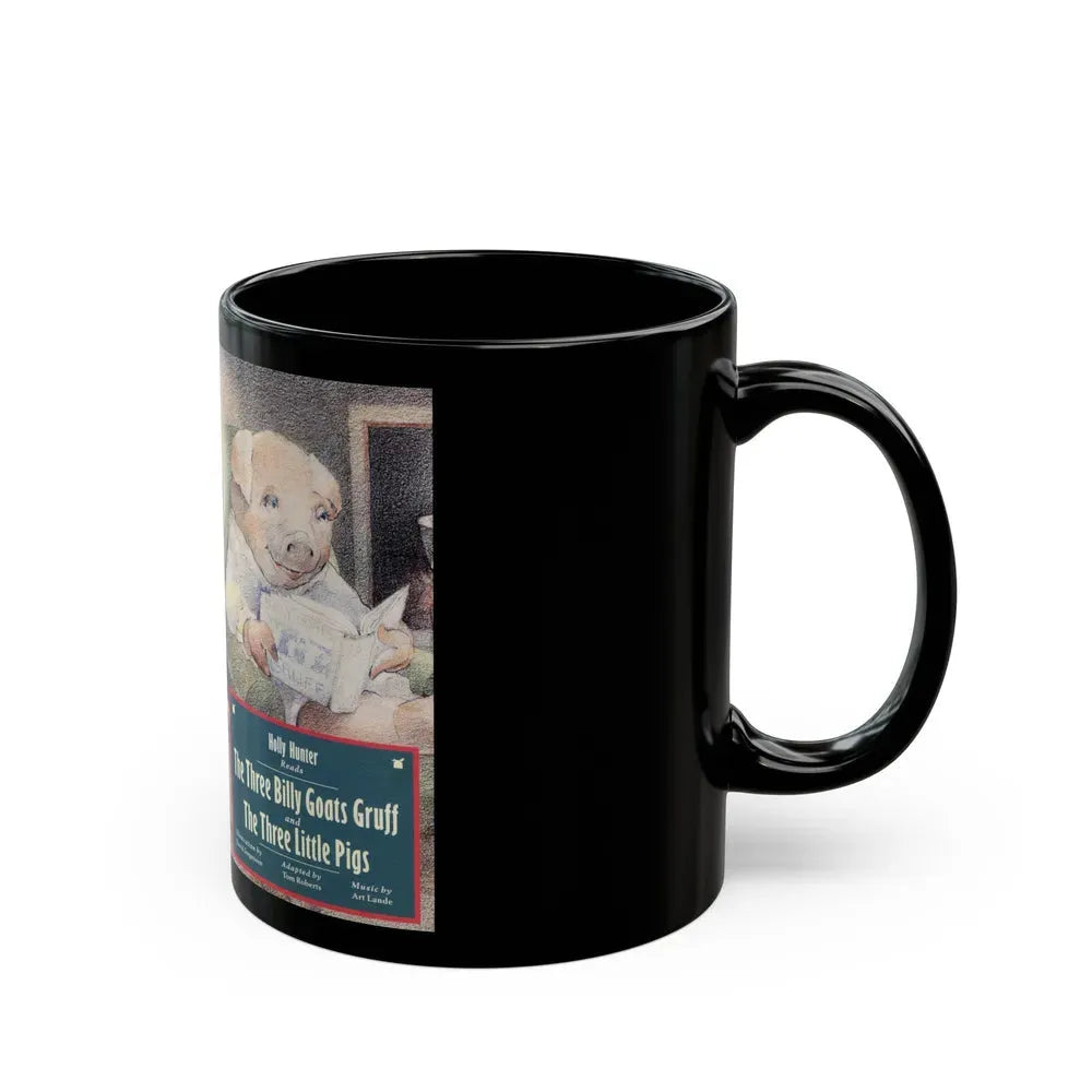 HOLLY HUNTER READS THE THREE BILLY GOATS GRUFF (VHS COVER) - Black Coffee Mug - Go Mug Yourself