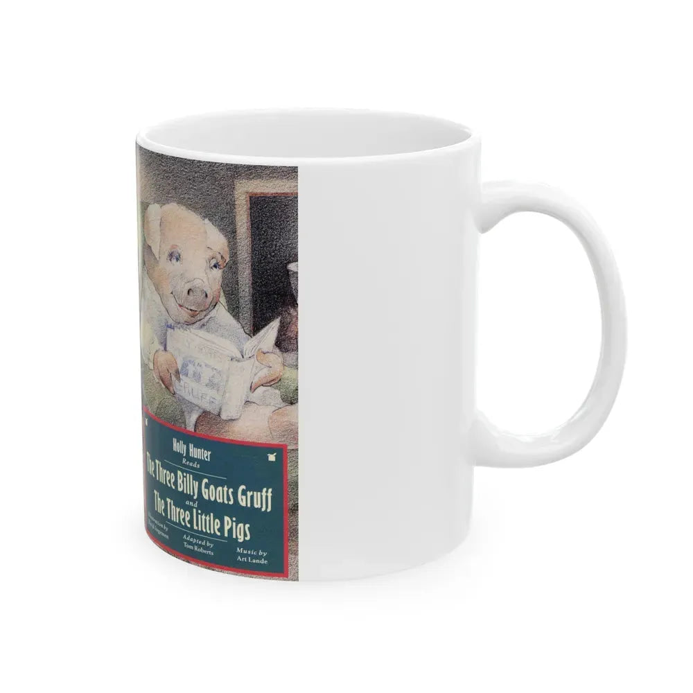 HOLLY HUNTER READS THE THREE BILLY GOATS GRUFF (VHS COVER) - White Coffee Mug - Go Mug Yourself
