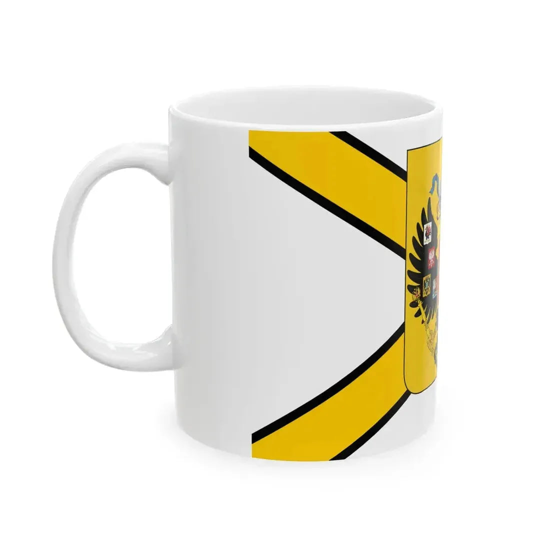Honorary Naval Ensign of Russia black-yellow-white with coat of arms (Russia) White Coffee Mug - Go Mug Yourself