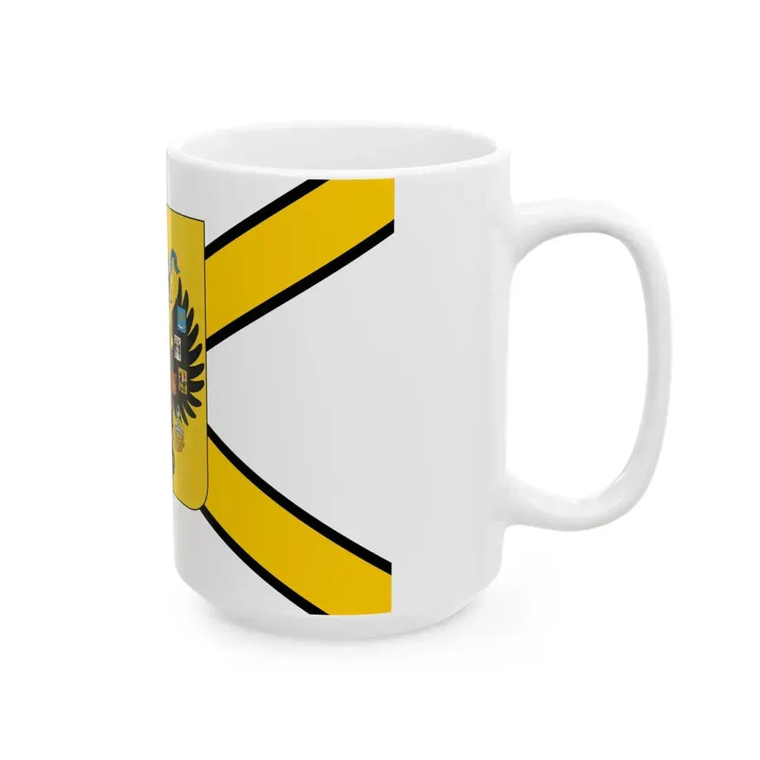 Honorary Naval Ensign of Russia black-yellow-white with coat of arms (Russia) White Coffee Mug - Go Mug Yourself