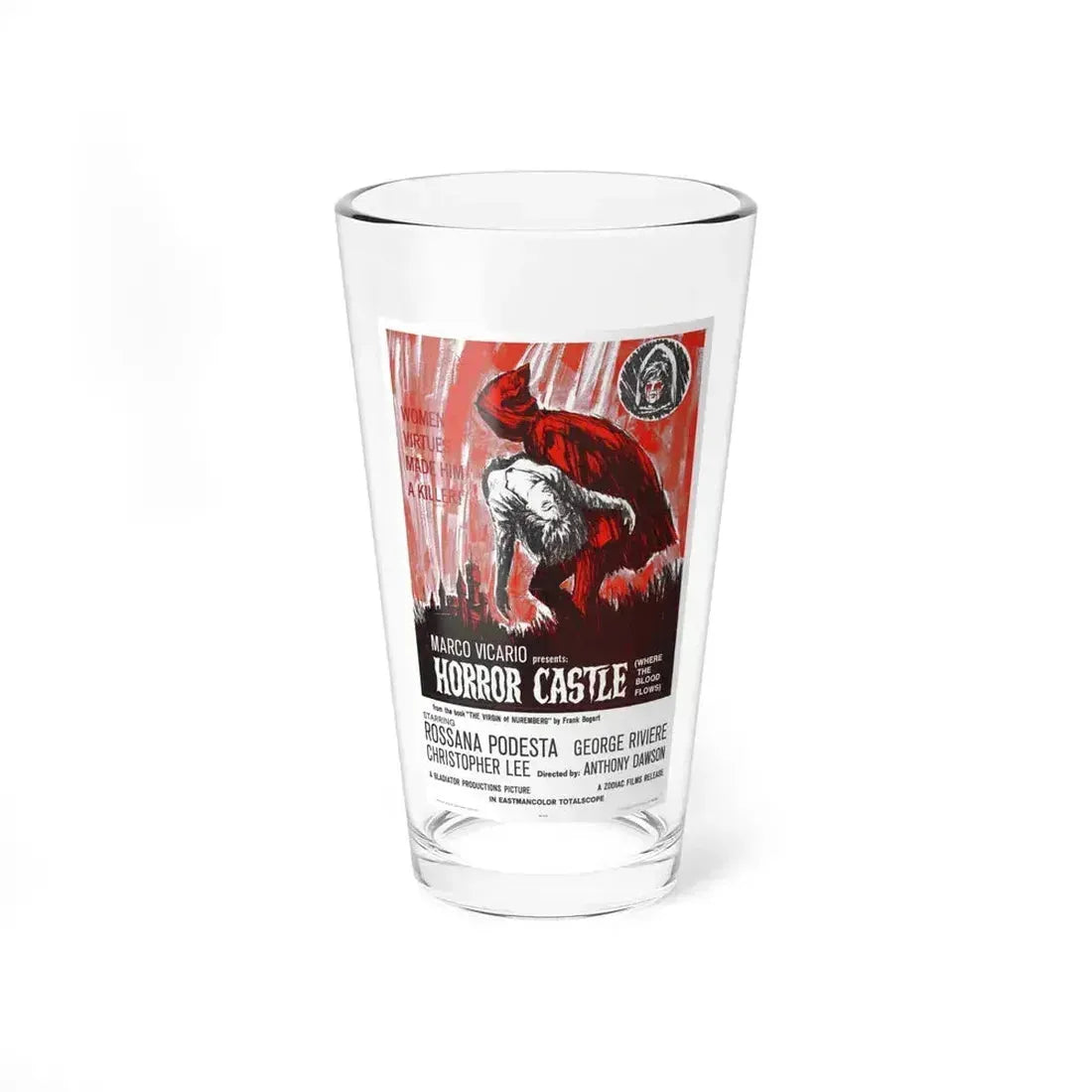 HORROR CASTLE (THE VIRGIN OF NUREMBERG) 1963 Movie Poster - Pint Glass 16oz 16oz - Go Mug Yourself