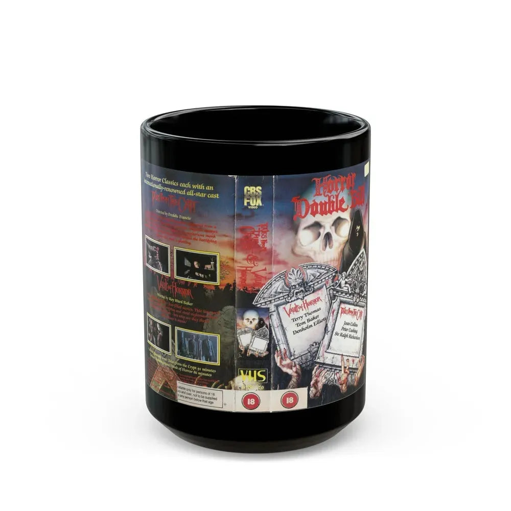 HORROR DOUBLE BILL VAULT OF HORROR TALES FROM THE CRYPT (VHS COVER) - Black Coffee Mug 15oz - Go Mug Yourself