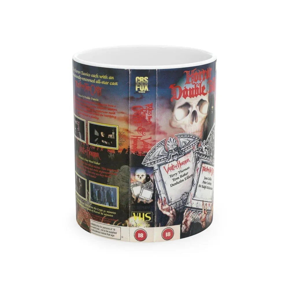 HORROR DOUBLE BILL VAULT OF HORROR TALES FROM THE CRYPT (VHS COVER) - White Coffee Mug 11oz - Go Mug Yourself