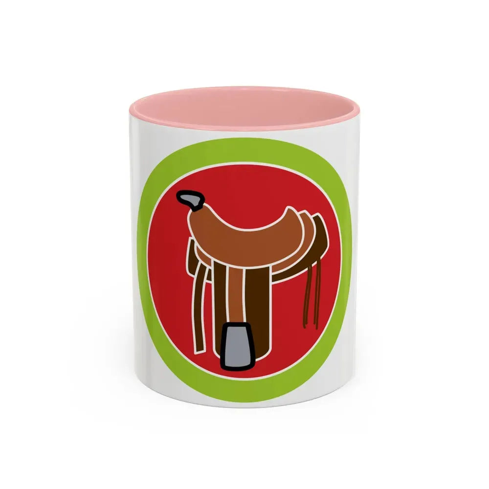 Horsemanship (Boy Scout Merit Badge) Accent Coffee Mug 11oz Pink - Go Mug Yourself
