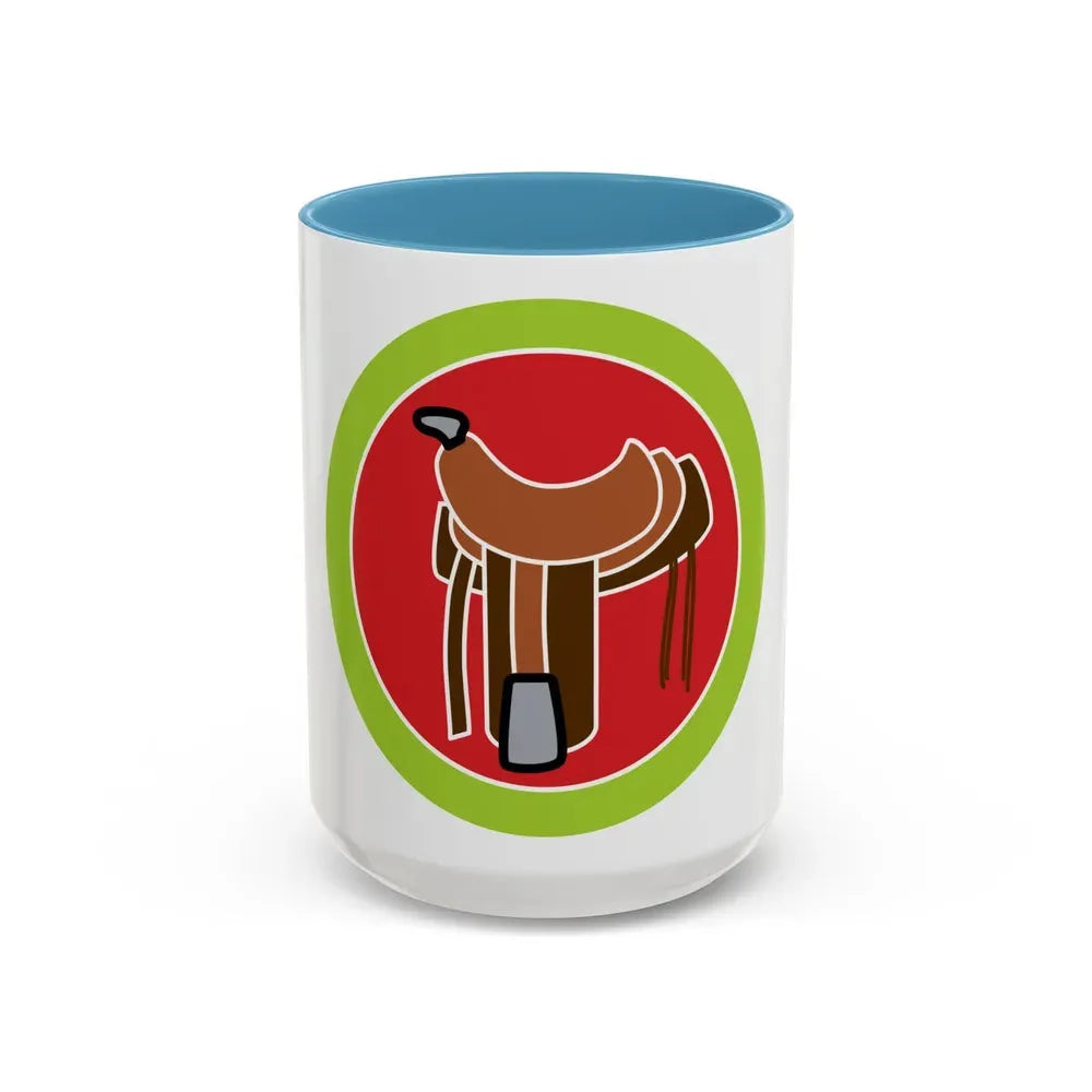 Horsemanship (Boy Scout Merit Badge) Accent Coffee Mug 15oz Light Blue - Go Mug Yourself
