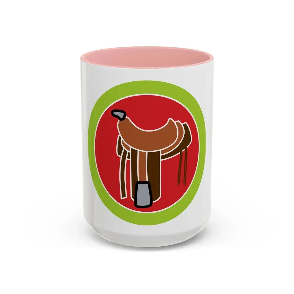 Horsemanship (Boy Scout Merit Badge) Accent Coffee Mug 15oz Pink - Go Mug Yourself