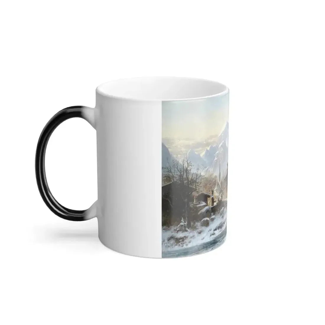 Horst Hacker (1842-1906) Smithy in Winter - Oil on Canvas - Color Changing Mug 11oz - Go Mug Yourself