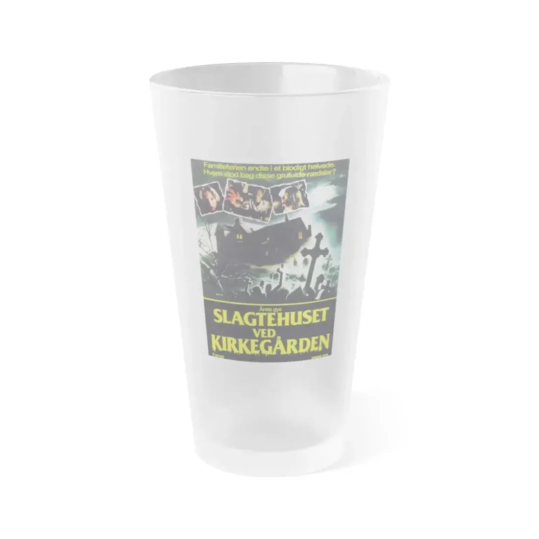 HOUSE BY THE CEMETERY (DANISH) 1981 Movie Poster - Frosted Pint Glass 16oz 16oz Frosted - Go Mug Yourself