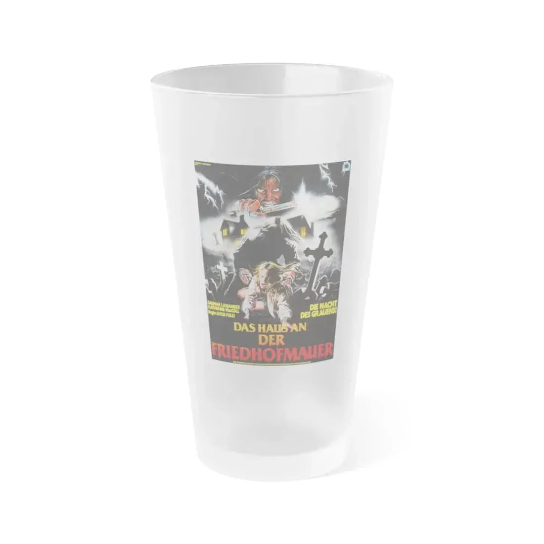 HOUSE BY THE CEMETERY (GERMAN) 1981 Movie Poster - Frosted Pint Glass 16oz 16oz Frosted - Go Mug Yourself
