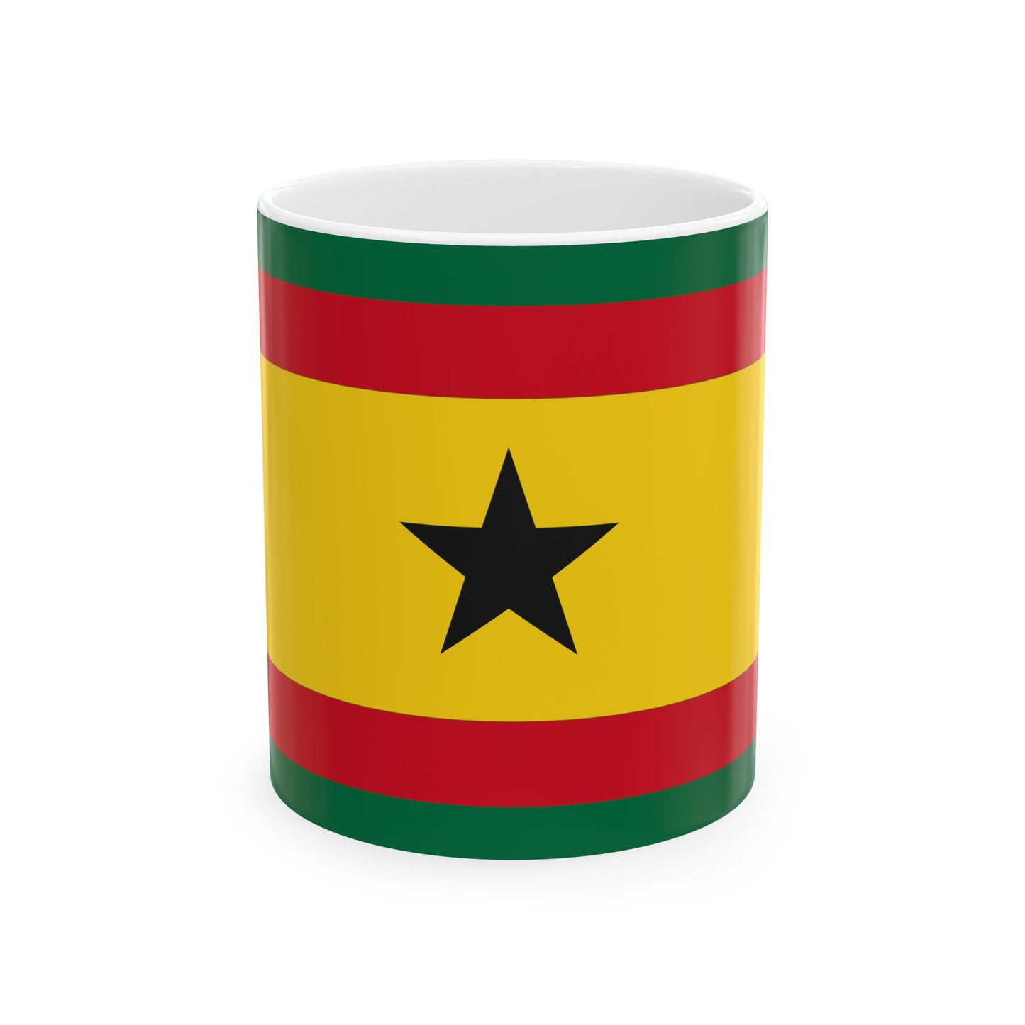 House Flag of the Black Star Line Ghana (Ghana) White Coffee Mug-11oz-Go Mug Yourself
