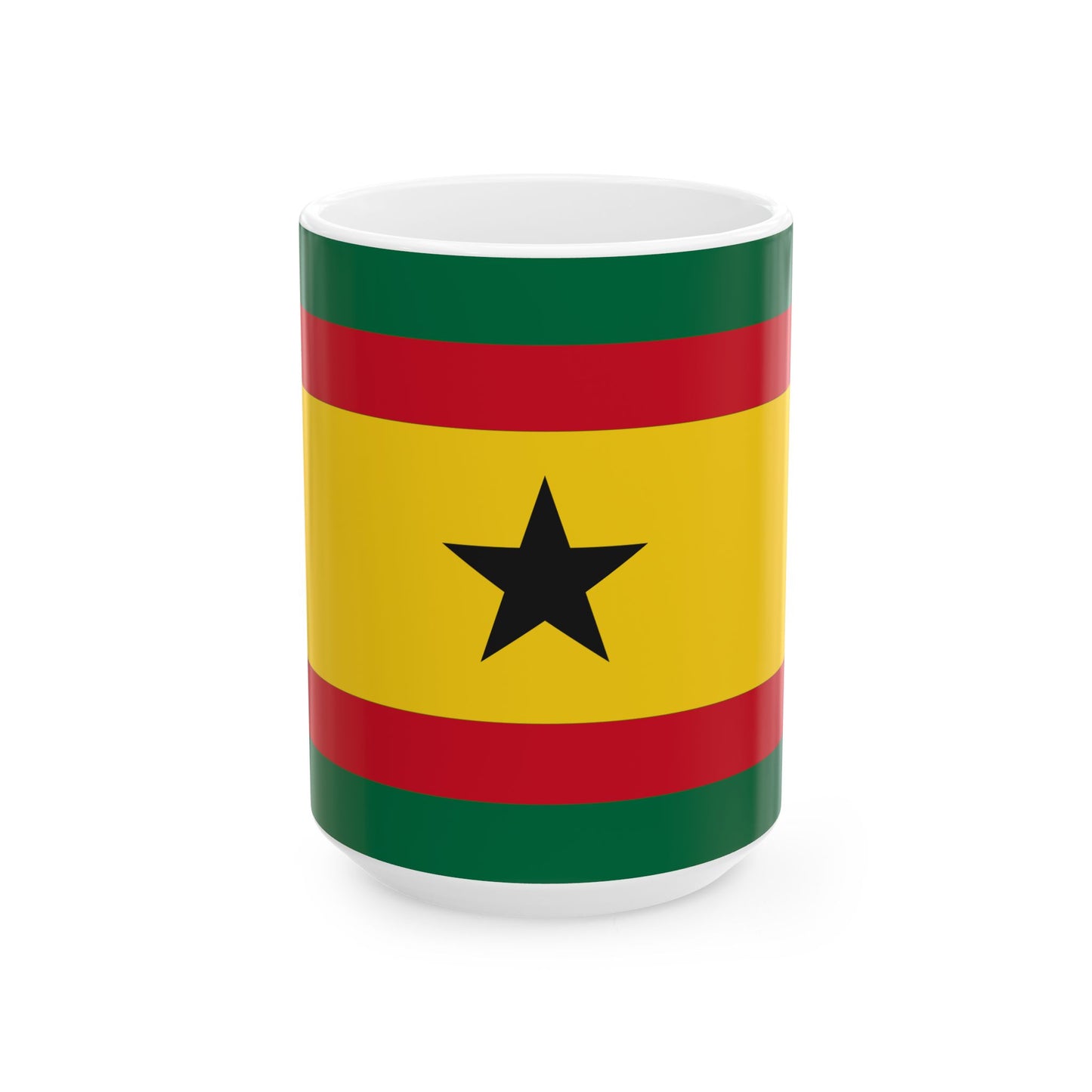 House Flag of the Black Star Line Ghana (Ghana) White Coffee Mug-15oz-Go Mug Yourself