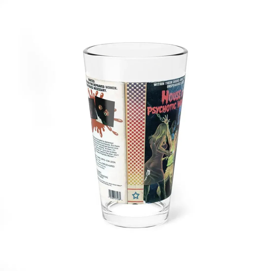 HOUSE OF PSYCHOTIC WOMEN (VHS COVER) Pint Glass 16oz 16oz - Go Mug Yourself